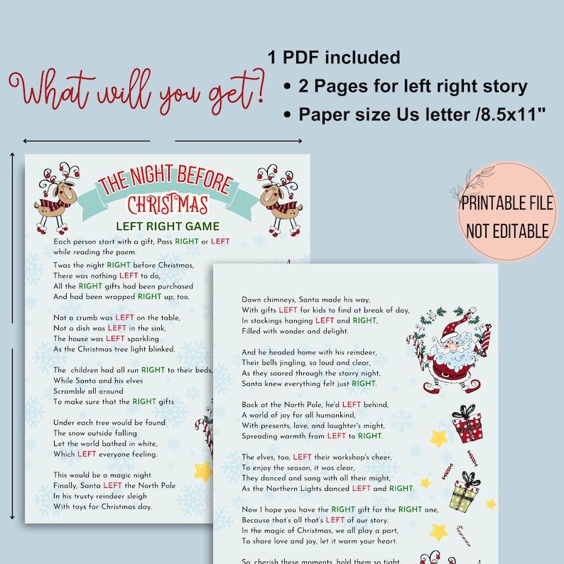 Left Right Christmas Games, Gift Exchange Poem, Right Left Game, Pass