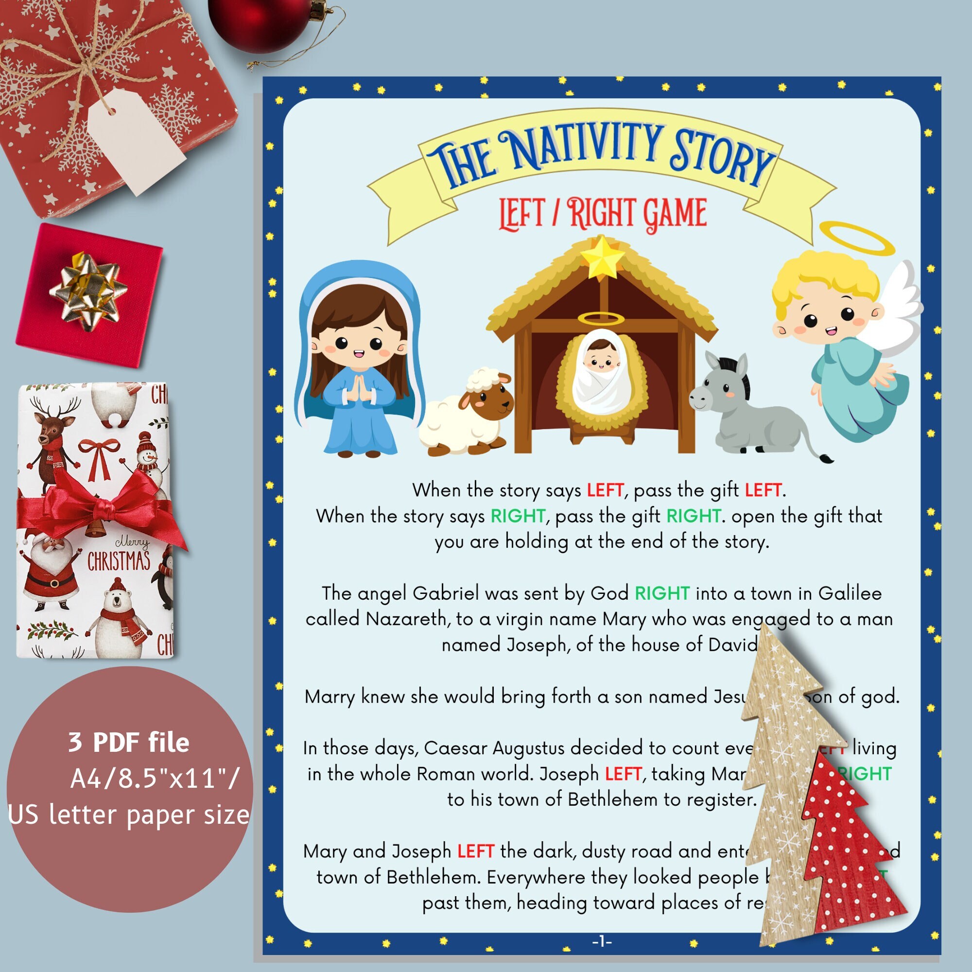 Left Right Game, Nativity Left Right Christmas Story Game, Gift ...