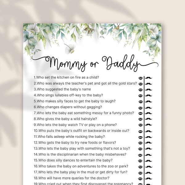 Funny Baby Shower Questions for Mom and Dad Etsy