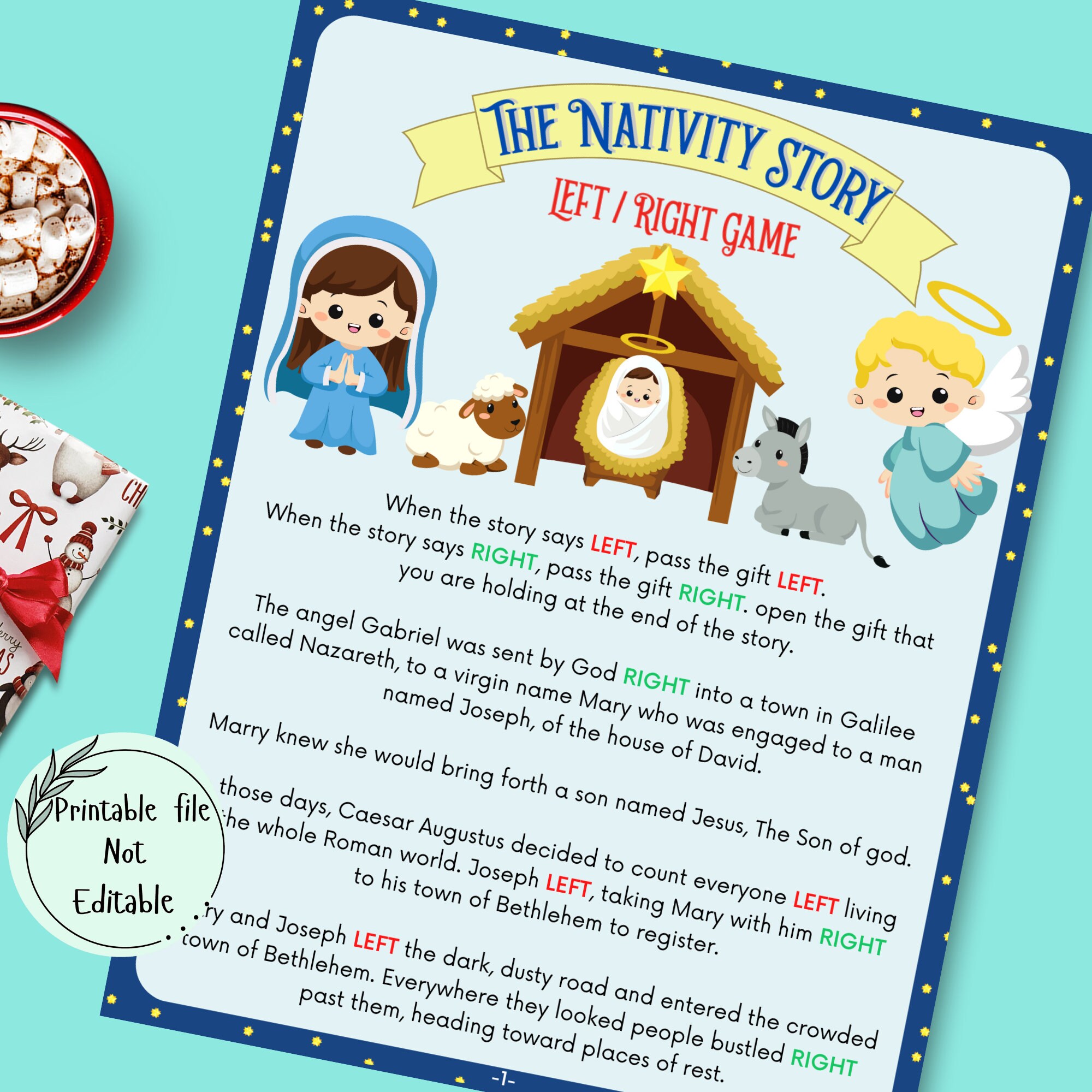 Left Right Game, Nativity Left Right Christmas Story Game, Gift ...