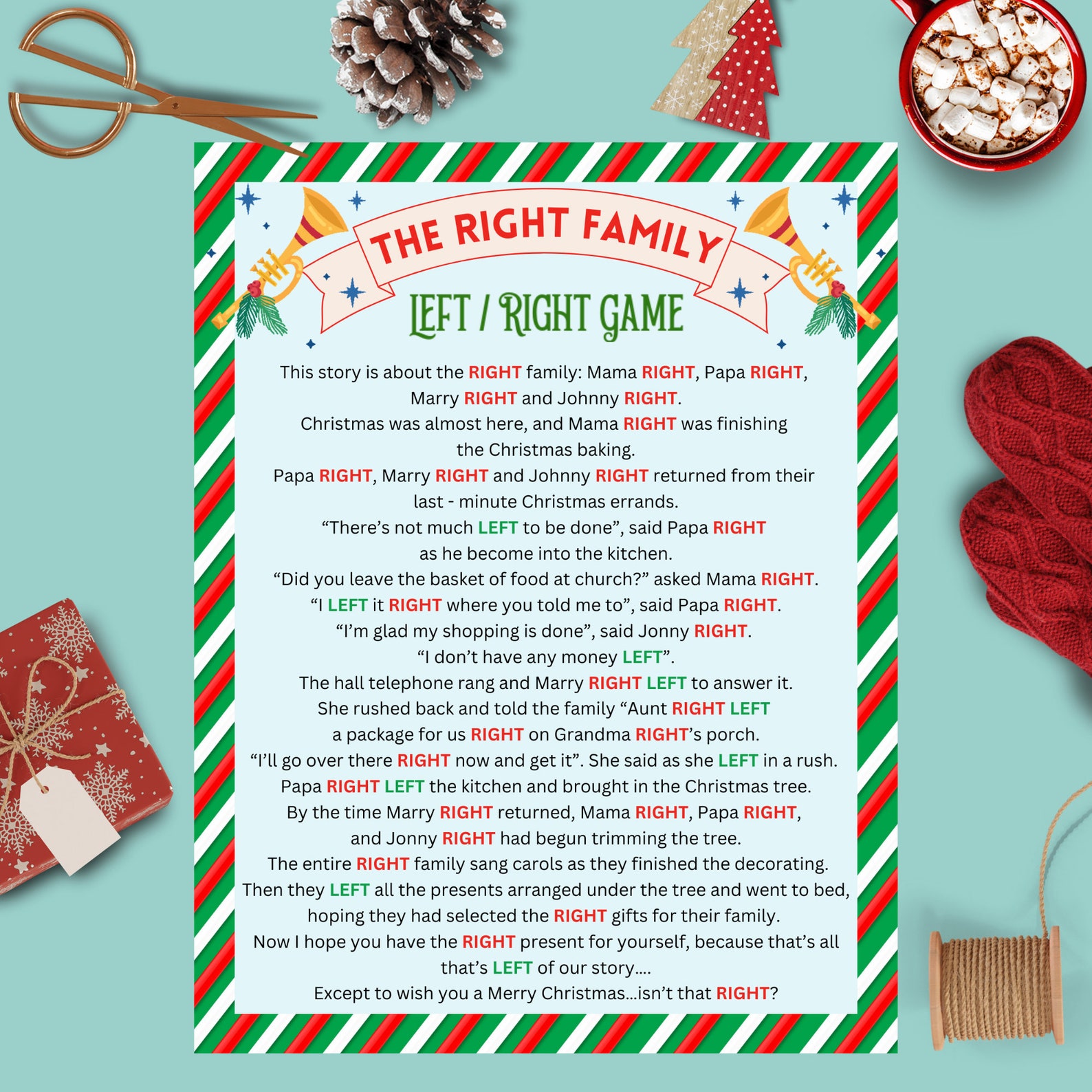 Left Right Game for Christmas, the Wright Family Funny Stories, Pass