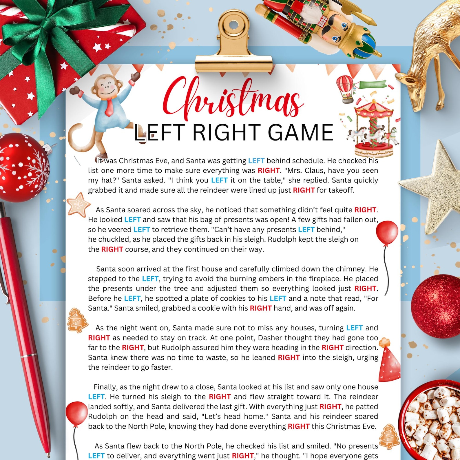 Christmas Left Right Game, Christmas Family Games, Fun Xmas Games Gift ...