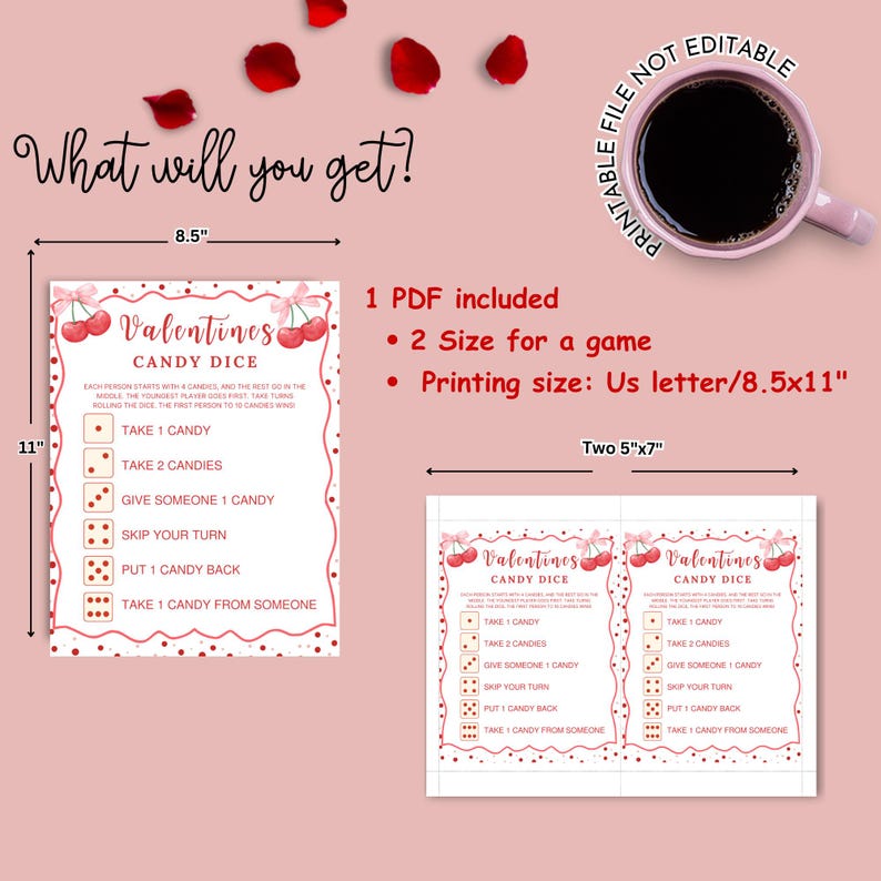 Valentines Candy Dice Game, Valentines Day Games Kids, Valentines Games ...