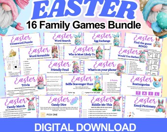 Easter Games Bundle, Easter Printable Games Adults, Easter Trivia Games, Fun Easter Game, Office Easter Party Games, Easter Activity Family