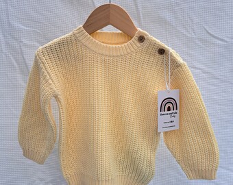 Lemon Yellow Hand Embroidered Name Oversized Jumper