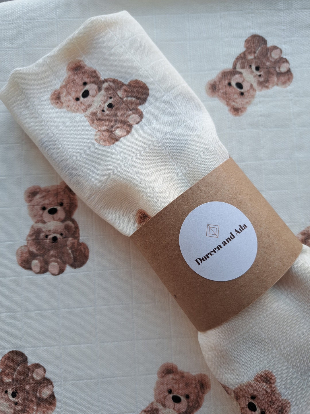 Baby Burp Cloth Teddy Bear Muslin Square by Doreen and Ada Etsy UK
