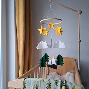 Cot Mobile Mountain | Babys Room Bed Bell | Nursery | Clouds and Stars | Scandi decor | Newborn Mobile Doreen and Ada