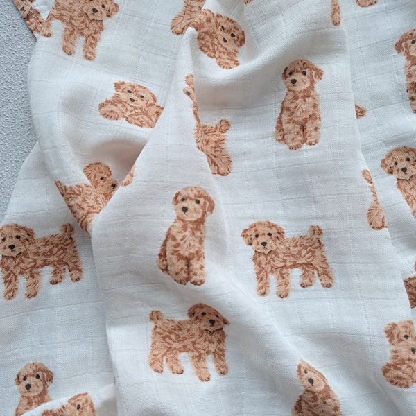 Cavapoo / Cavachon Dog Muslin Large Swaddle by Doreen and Ada