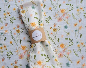 Baby Burp Cloth Wildflower Meadow Muslin Square by Doreen and Ada
