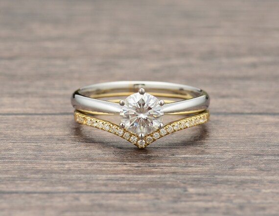 mixed metal wedding ring set