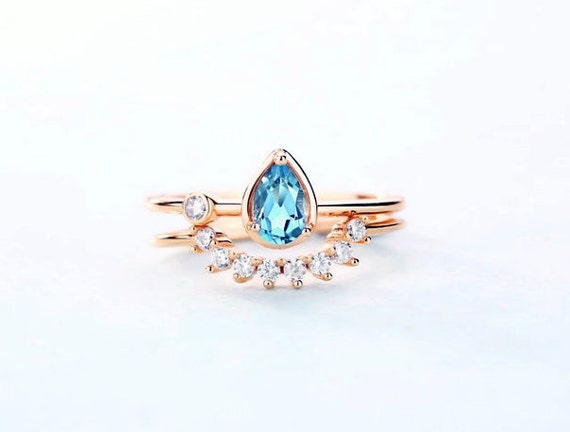 Aquamarine pear shaped shop ring rose gold