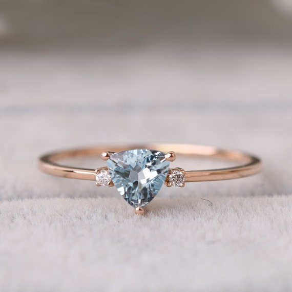 Aquamarin Alternative Verlobungsring 18k Rose Gold Ring Etsy