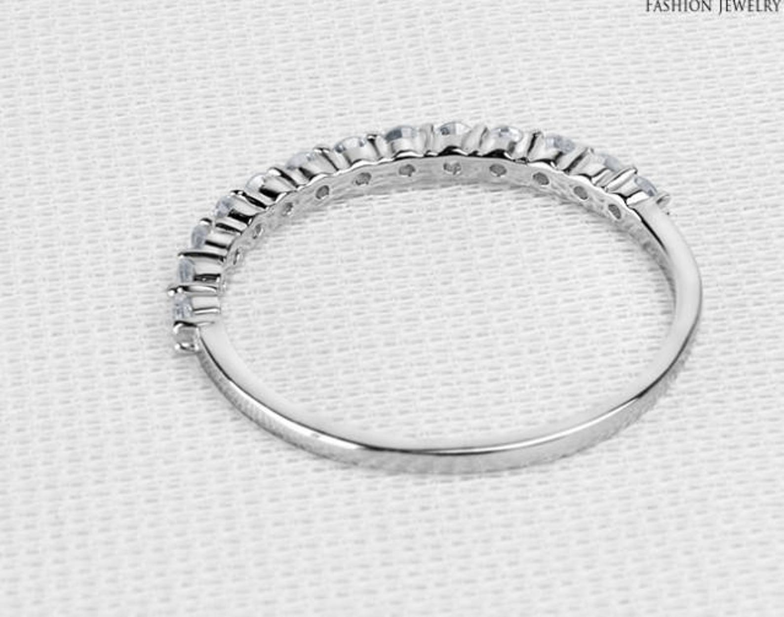 Half Eternity Wedding Band in 18k White Gold Diamond Wedding Etsy
