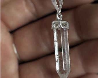 Sterling Silver Clear Quartz Point Necklace - Healing Crystal Pendant