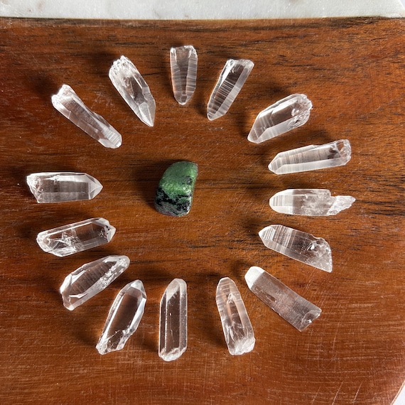 15 Baby Lemurian Quartz Points: Crystal Grid Set