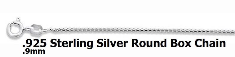 22" Solid sterling silver round box chain .9mm