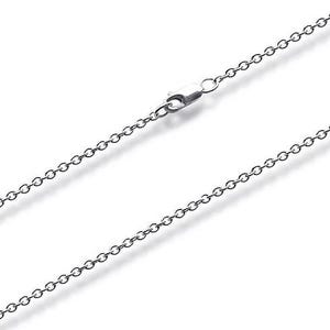 Argentium® & Sterling Silver Finished Chain Necklace: Cable, Beveled, Rhodium Plated, Leather Cord 22" ARG Flt Oval Cbl
