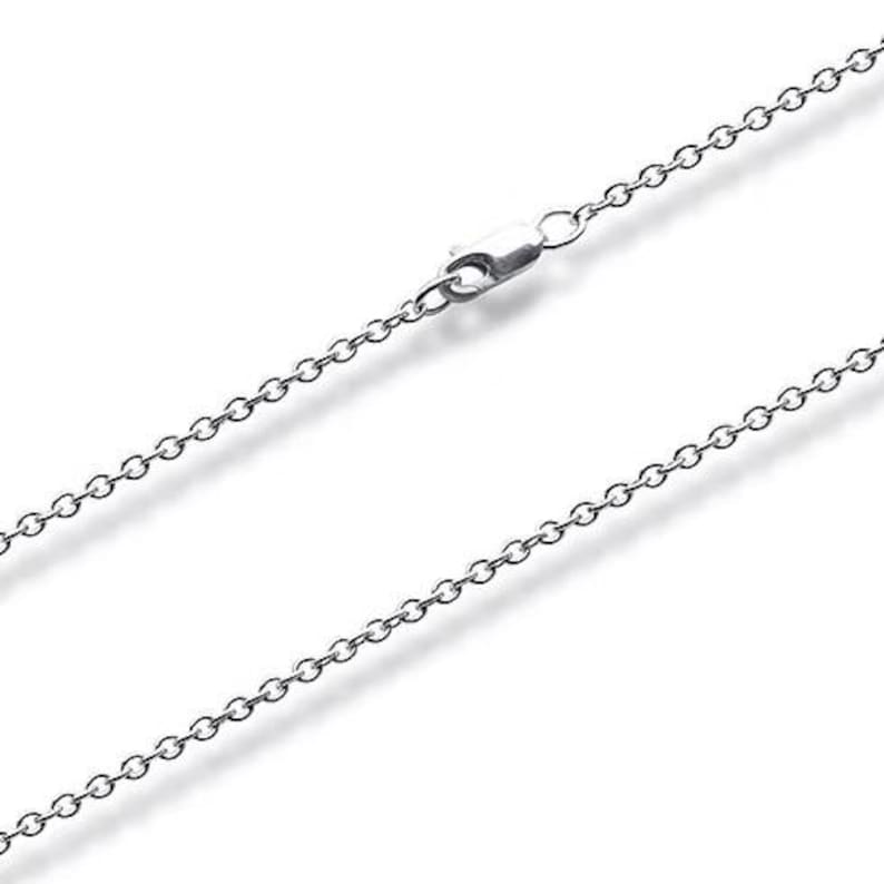 Argentium® & Sterling Silver Finished Chain Necklace: Cable, Beveled, Rhodium Plated, Leather Cord 22" ARG Flt Oval Cbl