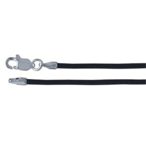 SOLD OUT: ✔D1524) 24-inch Black Leather 1.5mm Cord Necklace with Rhodium-Plated Sterling Silver Clasp