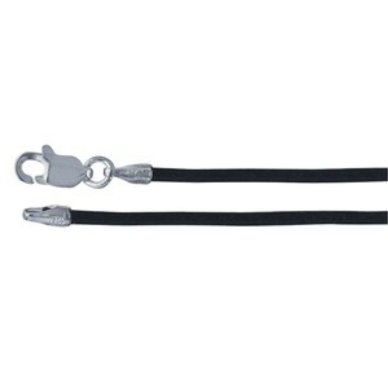 SOLD OUT: ✔D1524) 24-inch Black Leather 1.5mm Cord Necklace with Rhodium-Plated Sterling Silver Clasp