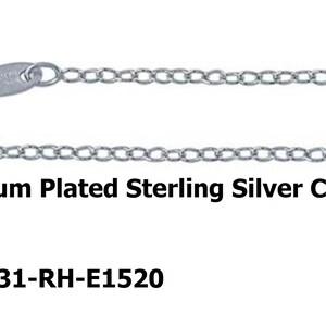E1520) 20-inch; Sterling Silver 1.3MM Rhodium Plated Cable  Chain