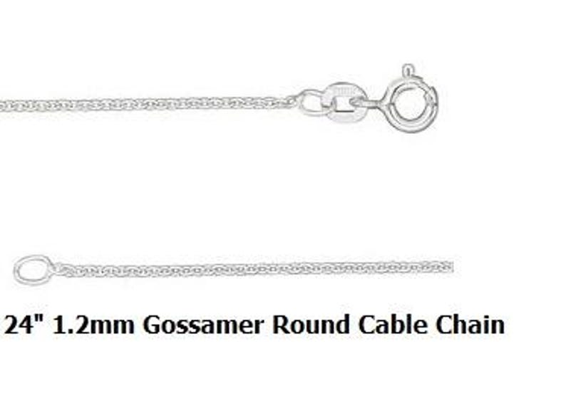 24-inch Gossamer™, sterling silver, 1.2mm cable, with spring ring clasp. Delicate chain. 92.5% sterling silver and 7.5% copper. Made in India.