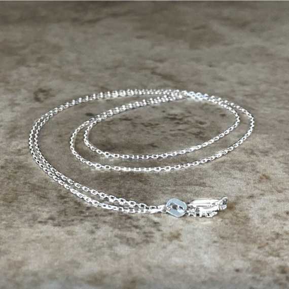 Argentium® & Sterling Silver Finished Chain Necklace: Cable, Beveled, Rhodium Plated, Leather Cord