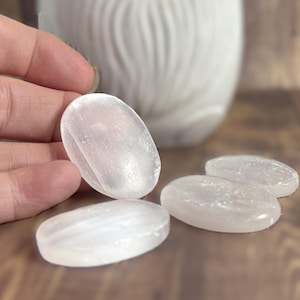 Selenite worry stone, natural, One (1) piece