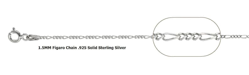 22" 1.5mm Solid Sterling Silver Figaro Chain
