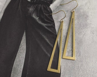 Brass Triangle Drop Earrings