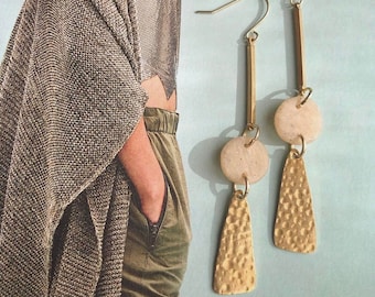 Clay + Brass // Hammered Pendulum Earrings