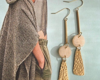 Clay + Brass // Hammered Angular Drop Earrings