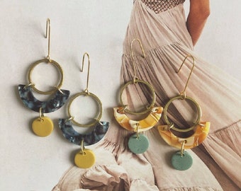 Clay + Brass // Brass Ring + Acetate Drop Earrings