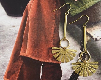 Hammered Sun Ray Drop Earrings