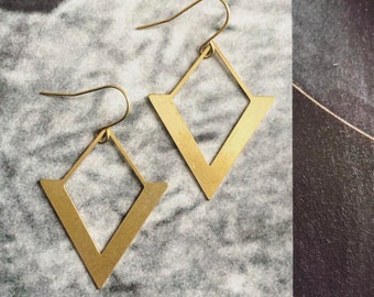 Brass Open Diamond Earrings