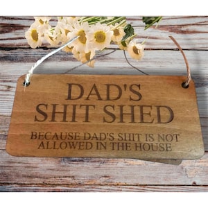 Personalised Wooden Dad's Shed Sign: Oak Finish Garden Decor Dad, Grandad Garden gift