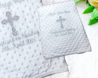 Personalised christening blanket  FANCY CROSS Design Blanket. Baby gift. Baptism. Wrap.