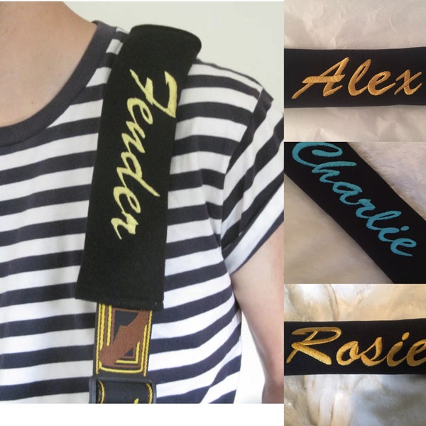 personalised Guitar strap cover Have any name embroidered