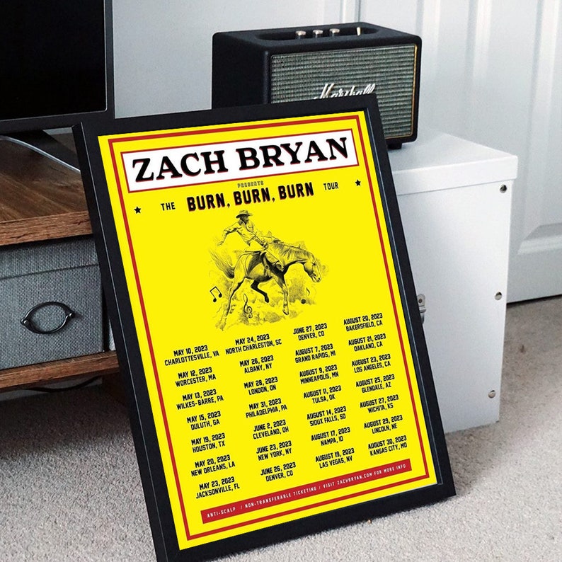 Zach Bryan Burn Burn Burn Tour 2023 Poster Etsy