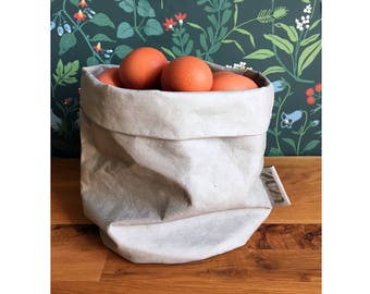 Papiertasche washable Paper Bag storage hamper planters Aufbewahrung Korb Küchen Utensilien Brotkorb Übertopf rund Korb Box plastikfrei