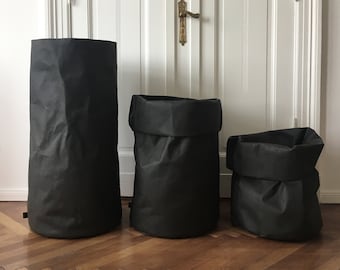 XXXL Bolsa de papel para la colada, cesto para juguetes lavable, bolsa para la colada, cesta de papel de desecho, florero, contenedor para plantas, almacenamiento para habitación de los niños, contenedor negro para juguetes