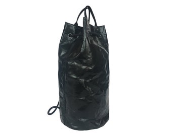 Mochila bolso de deporte mochila bolso de deporte bolso de deporte con cordones de papel lavable asa de lona bolso de deporte bolso de deporte ecofriendly cuero metalizado negro