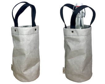 isolierte Flaschentasche aus waschbarem Papier, Weintasche, Wine Bag, Sektflasche, Kühltasche, Tragetasche, Wein, Sekt, Hochzeit, Papier