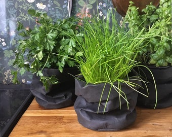 Bolsa de papel lavable cesta de almacenamiento plantadores redondos hierbas negras cesta bin olla minimalista simple vida verde zerowaste olla de cocina rústica