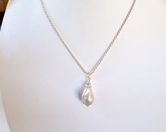 925 silver necklace and Large Baroque Pearl