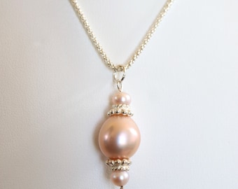 925 silver necklace and Pink baroque pearls