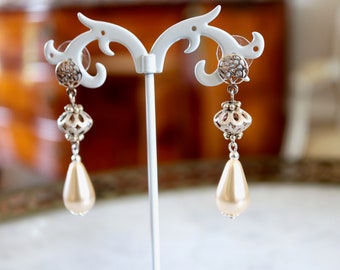 Ohrringe aus echtem Silber und elfenbeinfarbener Perle
