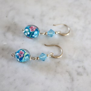 Blue earrings in genuine 925 silver and Murano glass image 2