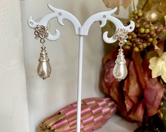 S925 silver dangling pearl earrings long pearl earrings