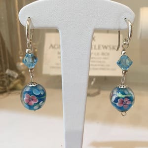 Blue earrings in genuine 925 silver and Murano glass image 4